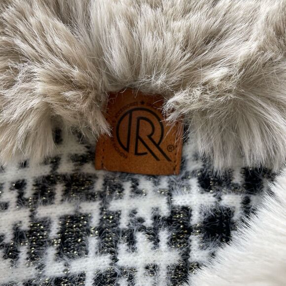 NWOT R Fashion Apparels Plaid Print Faux Fur Cape Rope Trim Party Old Money-L - Picture 8 of 9